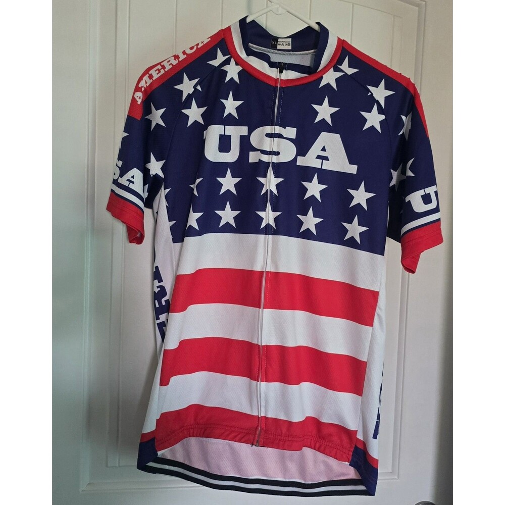 USA Patriotic Cycling Top Mens  XL Stars & Stripes